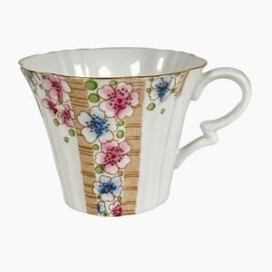 Vintage Crown China Tea Cup Royal Albert Carnival Pink Blue Floral Gold Trim